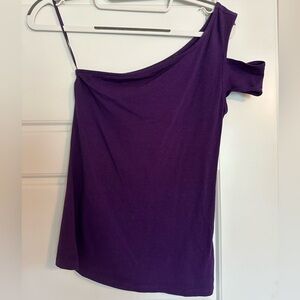 Express Purple One-Shoulder Short Sleeve Tee